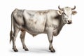 Piedmontese cow on white background, created with generative AI