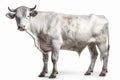 Piedmontese cow on white background, created with generative AI