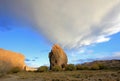 Piedra Parada monolith in the Chubut valley, Argentina