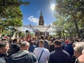 Piekary Sl, Poland, May 29, 2022: Pilgrimage of men to the Sanctuary of Mary, Mother of Love and Social Justice in Piekary Slaskie Royalty Free Stock Photo