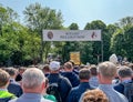 Piekary Slaskie, Poland, May 28, 2023: Pilgrimage of men and young men to Mary Piekarska. A crowd of participating men