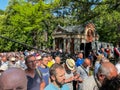 Piekary Slaskie, Poland, May 28, 2023: Pilgrimage of men and young men to Mary Piekarska. A crowd of participating men