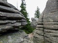 Pielgrzymy - granite outlier in Sudetes in Poland Royalty Free Stock Photo