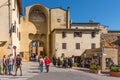 Pienza, Italy - april 22, 2018: Street view historical center of Pienza, famous and tourist Italian town, located in the Val d ` Royalty Free Stock Photo