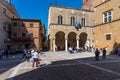 Pienza,Italy - april 22, 2018: Street view historical center of Pienza, famous and tourist Italian town, located in the Val d ` Royalty Free Stock Photo