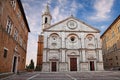 Pienza, Siena, Tuscany, Italy: the ancient cathedral in the main square of the town Royalty Free Stock Photo