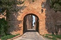 Pienza, Siena, Tuscany, Italy: the ancient city gate Porta al Ciglio Royalty Free Stock Photo