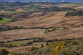 Pienza - Tuscany/Italy, October 30, 2016: Scenic Tuscany landscape with rolling hills and valleys in autumn, near Pienza - Val D` Royalty Free Stock Photo