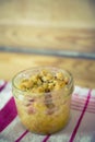 Pieplant crumble in glass Royalty Free Stock Photo