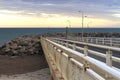 Pier at an Adelaide beach and West Beach Boat ramp Breakwater.