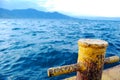 Pier anchor at sÃÂ£o sebastiÃÂ£o ilhabela beach.