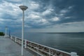 Pier at the Baltic sea at Travemunde Germany - CITY OF LUBECK, GERMANY - MAY 10, 2021 Royalty Free Stock Photo