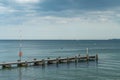 Pier at the Baltic sea at Travemunde Germany - CITY OF LUBECK, GERMANY - MAY 10, 2021 Royalty Free Stock Photo