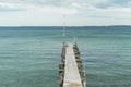 Pier at the Baltic sea at Travemunde Germany - CITY OF LUBECK, GERMANY - MAY 10, 2021 Royalty Free Stock Photo