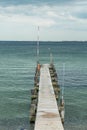 Pier at the Baltic sea at Travemunde Germany - CITY OF LUBECK, GERMANY - MAY 10, 2021 Royalty Free Stock Photo