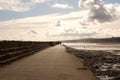 pier and beach at Berwick upon Tweed in winters sun Royalty Free Stock Photo