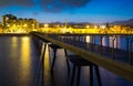 Pier and beach in evening. Badalona