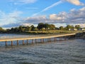 pier at the beach of nordborg, denmark Royalty Free Stock Photo