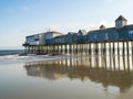 Pier on the beach at Old Orchard Beach in Maine, New England. Royalty Free Stock Photo