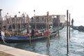 Pier for boats and gondolas in Venice, Italy. Royalty Free Stock Photo