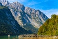 Pier with boats near lake Koenigssee, Konigsee, Berchtesgaden National Park, Bavaria, Germany Royalty Free Stock Photo