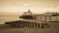 Pier and breakwater in Eastbourne in the South of England. Royalty Free Stock Photo