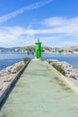 Pier, Breakwater by the Mediterranean sea on the island of Ibiza Royalty Free Stock Photo