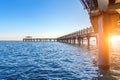 Pier or bridge and sunset on sea in Ansan, Korea.