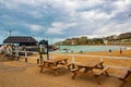 Pier at Broadstairs sandy beach Viking Bay Kent UK