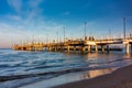 Pier in Brzezno and the beach of the Baltic Sea in Gdansk. Poland Royalty Free Stock Photo