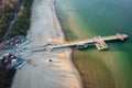 Pier in Brzezno and the beach of the Baltic Sea in Gdansk. Poland Royalty Free Stock Photo