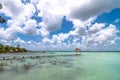 Pier in Caribbean Bacalar lagoon, Quintana Roo, Mexico