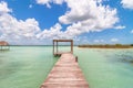 Pier in Caribbean Bacalar lagoon, Quintana Roo, Mexico Royalty Free Stock Photo