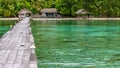 Pier of Dive Station - Kri Island. Clound above Gam in Background. Raja Ampat, Indonesia, West Papua