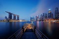 Pier in Downtown Singapore city in Marina Bay area. Royalty Free Stock Photo