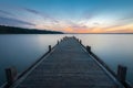 Pier and a fascinating sunrise at Steinhude lake