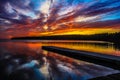 Pier following the sunset on Clear Lake