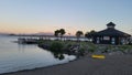 Pier harbour lake river edge blue sky