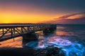 Pier in the harbour town of Luderitz at sunset in southwest Namibia