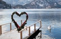 Pier and heart arch, Lake Bled, Slovenia Royalty Free Stock Photo