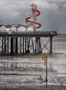 Pier and helter skelter in herne bay kent Royalty Free Stock Photo