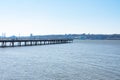 Pier I along the Hudson River in Lincoln Square of New York City with a Clear Blue Sky Royalty Free Stock Photo