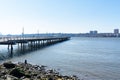 Pier I along the Hudson River in Lincoln Square of New York City with a Clear Blue Sky Royalty Free Stock Photo