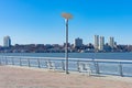 Pier I with No People along the Hudson River in Lincoln Square of New York City with a Clear Blue Sky Royalty Free Stock Photo