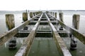 Pier with icicles at the baltic sea coast Royalty Free Stock Photo