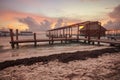 The pier of Isla Mujeres at Sunset Royalty Free Stock Photo