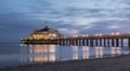 Pier, jetty in Blankenberge, Belgium at sunrise.