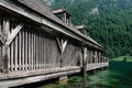 Pier in Konigssee lake a sunny summer day