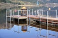 Pier on lake with BBQ at Loch Eck in Dunoon Royalty Free Stock Photo