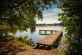 Pier at the lake Galve in Trakai Royalty Free Stock Photo